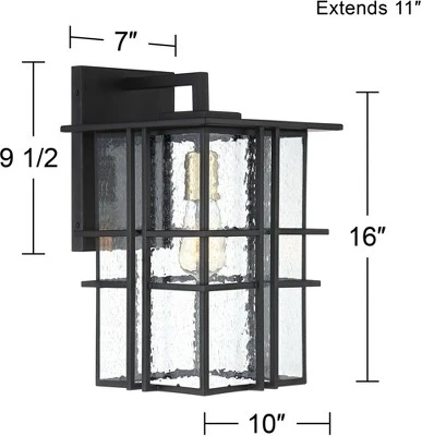 Possini Euro Design Arley Modern Outdoor Wall Light Fixture Black Geometric Frame 16" Seedy Glass For Post Exterior Barn Deck House Porch Yard Patio 6 Possini Euro Design Arley Modern Outdoor Wall Light Fixture Black Geometric Frame 16" Seedy Glass For Post Exterior Barn Deck House Porch Yard Patio - Image 6