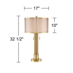 Possini Euro Design Granview Modern Table Lamp 32 1/2" Tall Brass Column Taupe Organza Outer Off White Linen Inner Drum Shade For Bedroom Living Room 14 Possini Euro Design Granview Modern Table Lamp 32 1/2" Tall Brass Column Taupe Organza Outer Off White Linen Inner Drum Shade For Bedroom Living Room -Possini Euro Design Sales Store GUEST 04c72a7f 13a7 48df a539 a4e1a28cd6d9