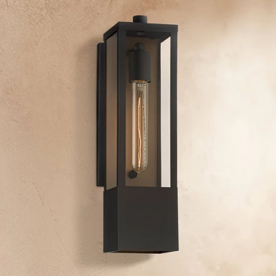 Possini Euro Design Berk Modern Outdoor Wall Light Fixture Textured Black 16" Clear Glass For Post Exterior Barn Deck House Porch Yard Posts Patio 1 Possini Euro Design Berk Modern Outdoor Wall Light Fixture Textured Black 16" Clear Glass For Post Exterior Barn Deck House Porch Yard Posts Patio