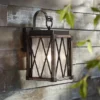 Possini Euro Design Brawley Rustic Industrial Outdoor Wall Light Fixture Bronze Wood Grain 13 1/2" Clear Seedy Glass For Post Exterior Barn Deck House