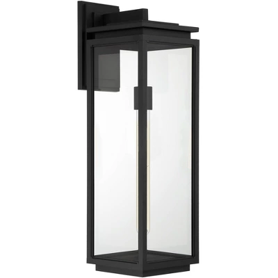 Possini Euro Design Atkins Modern Outdoor Wall Light Fixture Matte Black 24" Clear Glass For Post Exterior Barn Deck House Porch Yard Patio Outside 5 Possini Euro Design Atkins Modern Outdoor Wall Light Fixture Matte Black 24" Clear Glass For Post Exterior Barn Deck House Porch Yard Patio Outside - Image 5