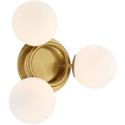 Possini Euro Design Modern Ceiling Light Flush Mount Fixture Brass 18" Wide 3-Light Frosted White Glass Globes Bedroom Living Room -Possini Euro Design Sales Store GUEST 06411361 fd0b 4cb1 bb74 953912030950