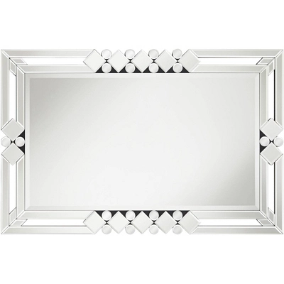 Possini Euro Design Clafia Rectangular Vanity Wall Mirror Modern Beveled Edge Clear Diamond Mirrored Frame 26" Wide For Bathroom Bedroom Living Room 3 Possini Euro Design Clafia Rectangular Vanity Wall Mirror Modern Beveled Edge Clear Diamond Mirrored Frame 26" Wide For Bathroom Bedroom Living Room - Image 3
