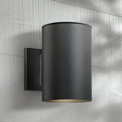Possini Euro Design Modern Outdoor Wall Light Fixture Black LED Downlight 7 1/2" Cylinder Shade For Exterior Barn Deck House Porch Yard Patio Outside 1 Possini Euro Design Modern Outdoor Wall Light Fixture Black LED Downlight 7 1/2" Cylinder Shade For Exterior Barn Deck House Porch Yard Patio Outside