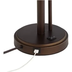Possini Euro Design Traverse Modern Table Lamps 29" Tall Set Of 2 With USB Charging Port Gooseneck LED Bronze Oatmeal Shade For Bedroom Living Room -Possini Euro Design Sales Store GUEST 094e723b 9b74 4837 b18b 8037c7160852