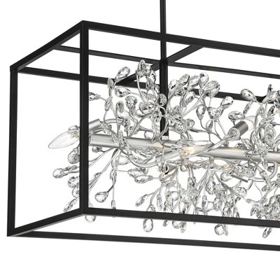 Possini Euro Design Carrine Black Silver Linear Pendant Chandelier 38 1/2" Wide Modern Clear Crystal 8-Light Fixture For Dining Room Kitchen Island 3 Possini Euro Design Carrine Black Silver Linear Pendant Chandelier 38 1/2" Wide Modern Clear Crystal 8-Light Fixture For Dining Room Kitchen Island - Image 3