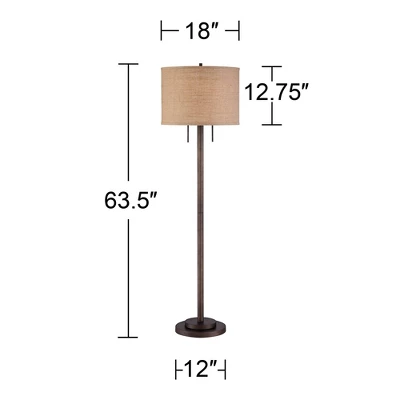 Possini Euro Design Garth Modern Floor Lamp Standing 63 1/2" Tall Oil Rubbed Bronze Burlap Fabric Drum Shade For Living Room Bedroom Office House Home 6 Possini Euro Design Garth Modern Floor Lamp Standing 63 1/2" Tall Oil Rubbed Bronze Burlap Fabric Drum Shade For Living Room Bedroom Office House Home - Image 6