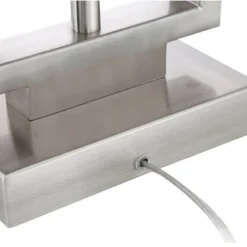 Possini Euro Design Modern Table Lamp With USB Outlet Reading Light LED 29.25" Tall Brushed Nickel Rectangular Off White Shade Bedroom Office -Possini Euro Design Sales Store GUEST 0ee048e2 860f 486d 90da 3e466d98667b