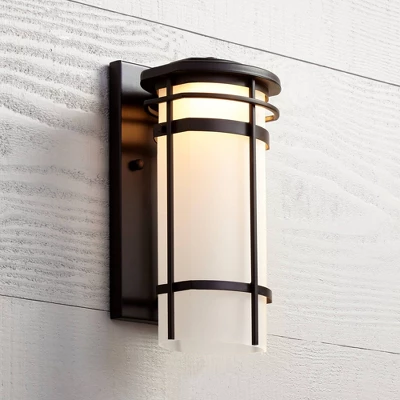 Possini Euro Design Theola Modern Outdoor Wall Light Fixture Bronze LED 12 3/4" Etched Glass Shade For Post Exterior Barn Deck House Porch Yard Patio 6 Possini Euro Design Theola Modern Outdoor Wall Light Fixture Bronze LED 12 3/4" Etched Glass Shade For Post Exterior Barn Deck House Porch Yard Patio - Image 6
