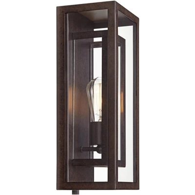 Possini Euro Design Modern Industrial Farmhouse Rustic Outdoor Wall Light Fixture Bronze 15 1/2" Clear Glass For Exterior Barn Deck House Porch Yard 5 Possini Euro Design Modern Industrial Farmhouse Rustic Outdoor Wall Light Fixture Bronze 15 1/2" Clear Glass For Exterior Barn Deck House Porch Yard - Image 5