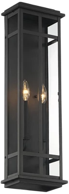Possini Euro Design Metrix Modern Industrial Outdoor Wall Light Fixture Black Metal 26" Clear Glass For Post Exterior Barn Deck House Porch Yard Patio 4 Possini Euro Design Metrix Modern Industrial Outdoor Wall Light Fixture Black Metal 26" Clear Glass For Post Exterior Barn Deck House Porch Yard Patio - Image 4
