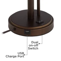 Possini Euro Design Traverse Modern Table Lamps 29" Tall Set Of 2 With USB Charging Port Gooseneck LED Bronze Oatmeal Shade For Bedroom Living Room -Possini Euro Design Sales Store GUEST 133a747a 9b91 4f5b 937a 68842d99c766