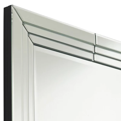 Possini Euro Design Rectangular Vanity Decorative Wall Mirror Modern Beveled Edge Clear Mirrored Tiles Frame 27" Wide For Bathroom Bedroom Living Room 2 Possini Euro Design Rectangular Vanity Decorative Wall Mirror Modern Beveled Edge Clear Mirrored Tiles Frame 27" Wide For Bathroom Bedroom Living Room - Image 2