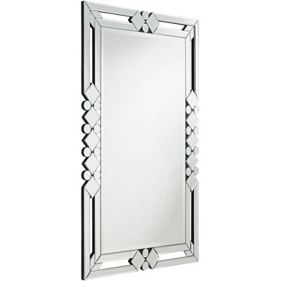 Possini Euro Design Clafia Rectangular Vanity Wall Mirror Modern Beveled Edge Clear Diamond Mirrored Frame 26" Wide For Bathroom Bedroom Living Room 4 Possini Euro Design Clafia Rectangular Vanity Wall Mirror Modern Beveled Edge Clear Diamond Mirrored Frame 26" Wide For Bathroom Bedroom Living Room - Image 4