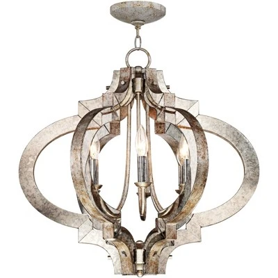 Possini Euro Design Ornament Aged Silver Gold Bronze Chandelier 23 1/4" Wide Industrial 6-Light Fixture For Dining Room Foyer Kitchen Island Entryway 8 Possini Euro Design Ornament Aged Silver Gold Bronze Chandelier 23 1/4" Wide Industrial 6-Light Fixture For Dining Room Foyer Kitchen Island Entryway - Image 8