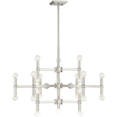 Possini Euro Design Marya Brushed Nickel Chandelier 32" Wide Modern 24-Light Fixture For Dining Room House Foyer Kitchen Island Entryway Bedroom Home 4 Possini Euro Design Marya Brushed Nickel Chandelier 32" Wide Modern 24-Light Fixture For Dining Room House Foyer Kitchen Island Entryway Bedroom Home - Image 4