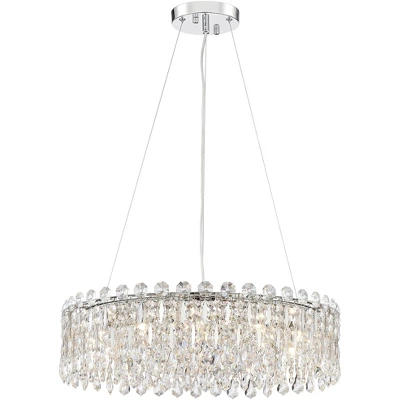 Possini Euro Design Alyssa Chrome Drum Chandelier 23 1/2" Wide Modern Crystal 12-Light LED Fixture For Dining Room Kitchen Island Entryway Bedroom 4 Possini Euro Design Alyssa Chrome Drum Chandelier 23 1/2" Wide Modern Crystal 12-Light LED Fixture For Dining Room Kitchen Island Entryway Bedroom - Image 4