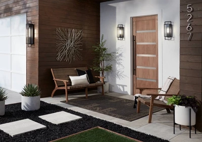 Possini Euro Design Jericho Modern Outdoor Wall Light Fixture Textured Black Metal 19" Clear Glass Panel For Post Exterior Barn Deck House Porch Yard 8 Possini Euro Design Jericho Modern Outdoor Wall Light Fixture Textured Black Metal 19" Clear Glass Panel For Post Exterior Barn Deck House Porch Yard - Image 8