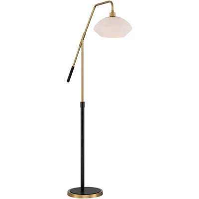 Possini Euro Design Modern Arc Floor Lamp 63 1/2" Tall Warm Gold Black Metal Milky White Glass Shade For Living Room Reading House 7 Possini Euro Design Modern Arc Floor Lamp 63 1/2" Tall Warm Gold Black Metal Milky White Glass Shade For Living Room Reading House - Image 7