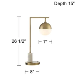Possini Euro Design Luna Mid Century Desk Table Lamp 26 1/2" High Brass Metal With USB Charging Port Opal Glass Shade For Bedroom Living Room Bedside 13 Possini Euro Design Luna Mid Century Desk Table Lamp 26 1/2" High Brass Metal With USB Charging Port Opal Glass Shade For Bedroom Living Room Bedside -Possini Euro Design Sales Store GUEST 20c74750 8a26 4b6a 83fe 2a778835d337