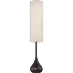 Possini Euro Design Mid Century Modern Floor Lamp 62" Tall Bronze Metal Droplet Off White Cream Cylinder Shade For Living Room Reading -Possini Euro Design Sales Store GUEST 20f7cf55 7763 44ba 8d89 7d7b7261200a
