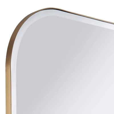 Possini Euro Design Bailey Rounded Corner Rectangular Vanity Wall Mirror Modern Beveled Brushed Gold Frame 27" Wide For Bathroom Bedroom Home Office 2 Possini Euro Design Bailey Rounded Corner Rectangular Vanity Wall Mirror Modern Beveled Brushed Gold Frame 27" Wide For Bathroom Bedroom Home Office - Image 2