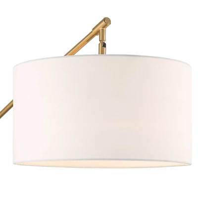Possini Euro Design Mid Century Modern Arc Floor Lamp 72 1/2" Tall Espresso Warm Gold Metal White Linen Drum Shade For Living Room 2 Possini Euro Design Mid Century Modern Arc Floor Lamp 72 1/2" Tall Espresso Warm Gold Metal White Linen Drum Shade For Living Room - Image 2