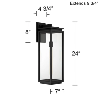 Possini Euro Design Atkins Modern Outdoor Wall Light Fixture Matte Black 24" Clear Glass For Post Exterior Barn Deck House Porch Yard Patio Outside 7 Possini Euro Design Atkins Modern Outdoor Wall Light Fixture Matte Black 24" Clear Glass For Post Exterior Barn Deck House Porch Yard Patio Outside - Image 7