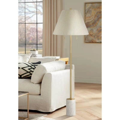 Possini Euro Design Milan Modern 66" Tall Floor Lamp Gold Metal Beige Pleated Empire Fabric Shade For Living Room Bedroom Office 1 Possini Euro Design Milan Modern 66" Tall Floor Lamp Gold Metal Beige Pleated Empire Fabric Shade For Living Room Bedroom Office