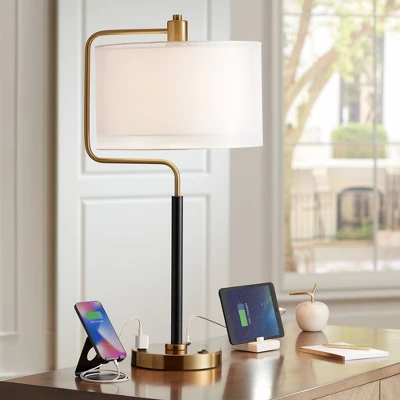 Possini Euro Design Possini Euro Carlyle USB Port And Outlet Modern Desk Lamps Set Of 2 7 Possini Euro Design Possini Euro Carlyle USB Port And Outlet Modern Desk Lamps Set Of 2 - Image 7