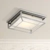 Possini Euro Design Radcliffe Modern Flush Mount Outdoor Ceiling Light Matte Nickel LED 4" Frosted Bonded Glass Damp Rated For Post Exterior Barn Deck