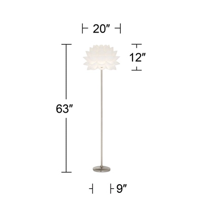 Possini Euro Design Modern Floor Lamp 63" Tall Brushed Steel White Orb Petal Flower Shade Dimmable For Living Room Reading Bedroom Office 6 Possini Euro Design Modern Floor Lamp 63" Tall Brushed Steel White Orb Petal Flower Shade Dimmable For Living Room Reading Bedroom Office - Image 6