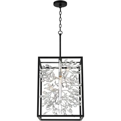 Possini Euro Design Black Silver Pendant Chandelier 15 1/4" Wide Modern Clear Crystal Flower Vine 4-Light Fixture For Dining Room House 7 Possini Euro Design Black Silver Pendant Chandelier 15 1/4" Wide Modern Clear Crystal Flower Vine 4-Light Fixture For Dining Room House - Image 7