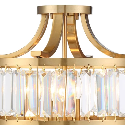 Vienna Full Spectrum Prava Modern Ceiling Light Semi Flush Mount Fixture 16 1/2" Wide Warm Brass 4-Light Crystal Drum For Bedroom Kitchen Living Room 2 Vienna Full Spectrum Prava Modern Ceiling Light Semi Flush Mount Fixture 16 1/2" Wide Warm Brass 4-Light Crystal Drum For Bedroom Kitchen Living Room - Image 2