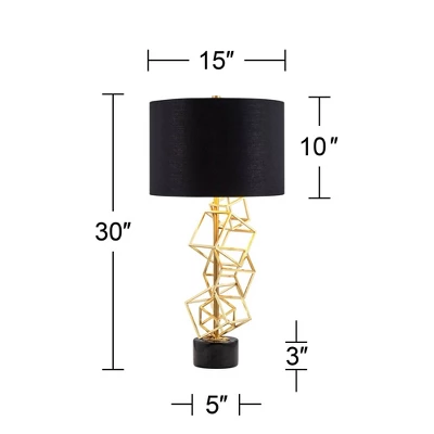 Possini Euro Design Modern Table Lamp 30" Tall Gold Metal Geometric Cube Black Drum Shade For Bedroom Living Room Bedside Nightstand Office Kids House 8 Possini Euro Design Modern Table Lamp 30" Tall Gold Metal Geometric Cube Black Drum Shade For Bedroom Living Room Bedside Nightstand Office Kids House - Image 8