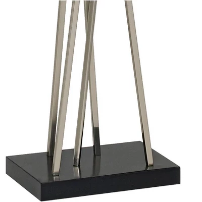 Possini Euro Design Modern Floor Lamp 63.5" Tall Brushed Steel Asymmetry White Linen Rectangular Shade For Living Room Reading Bedroom Office 4 Possini Euro Design Modern Floor Lamp 63.5" Tall Brushed Steel Asymmetry White Linen Rectangular Shade For Living Room Reading Bedroom Office - Image 4