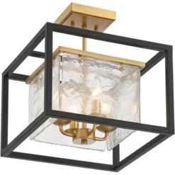 Possini Euro Design Liston Modern Ceiling Light Semi Flush Mount Fixture 14" Wide Black Brass 4-Light Ice Glass Panels For Bedroom Kitchen Living Room 7 Possini Euro Design Liston Modern Ceiling Light Semi Flush Mount Fixture 14" Wide Black Brass 4-Light Ice Glass Panels For Bedroom Kitchen Living Room -Possini Euro Design Sales Store GUEST 3652380e 68b9 4c64 908c 0a022ee464fe
