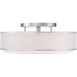 Possini Euro Design Modern Ceiling Lighting Semi Flush Mount Fixture 20" Wide Chrome 3-Light Sheer Outer Off White Inner Drum Shade For Bedroom House 8 Possini Euro Design Modern Ceiling Lighting Semi Flush Mount Fixture 20" Wide Chrome 3-Light Sheer Outer Off White Inner Drum Shade For Bedroom House -Possini Euro Design Sales Store GUEST 371bb737 03fa 4285 b6a2 498ffb003828