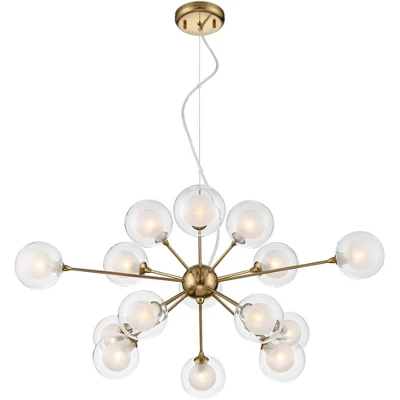 Possini Euro Design Spheres Antique Brass Chandelier 30" Wide Mid Century Modern Sputnik Glass Shade 15-Light Fixture For Dining Room Kitchen Island 5 Possini Euro Design Spheres Antique Brass Chandelier 30" Wide Mid Century Modern Sputnik Glass Shade 15-Light Fixture For Dining Room Kitchen Island - Image 5