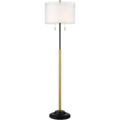Possini Euro Design Roxie Modern Floor Lamp With Riser 65 1/2" Tall Brass Black Metal Sheer Linen Double Drum Shade For Living Room Bedroom Office 12 Possini Euro Design Roxie Modern Floor Lamp With Riser 65 1/2" Tall Brass Black Metal Sheer Linen Double Drum Shade For Living Room Bedroom Office -Possini Euro Design Sales Store GUEST 3a086c6e 1973 4084 b26b e9fc7acd17aa