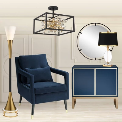 Possini Euro Design Piazza Modern Torchiere Floor Lamp With Gold Riser 78" Tall Black Brass Metal White Glass Shade For Living Room Bedroom Office 5 Possini Euro Design Piazza Modern Torchiere Floor Lamp With Gold Riser 78" Tall Black Brass Metal White Glass Shade For Living Room Bedroom Office - Image 5