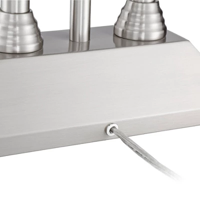 Possini Euro Design Dexter Modern Table Lamp 26" High Brushed Nickel With USB And AC Power Outlet In Base LED Reading Light White Shade For Home Desk 7 Possini Euro Design Dexter Modern Table Lamp 26" High Brushed Nickel With USB And AC Power Outlet In Base LED Reading Light White Shade For Home Desk - Image 7