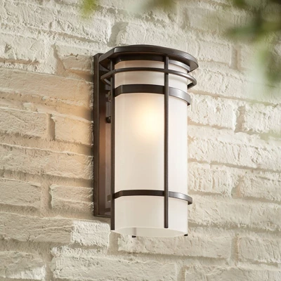Possini Euro Design Theola Modern Outdoor Wall Light Fixture Bronze LED 12 3/4" Etched Glass Shade For Post Exterior Barn Deck House Porch Yard Patio 1 Possini Euro Design Theola Modern Outdoor Wall Light Fixture Bronze LED 12 3/4" Etched Glass Shade For Post Exterior Barn Deck House Porch Yard Patio