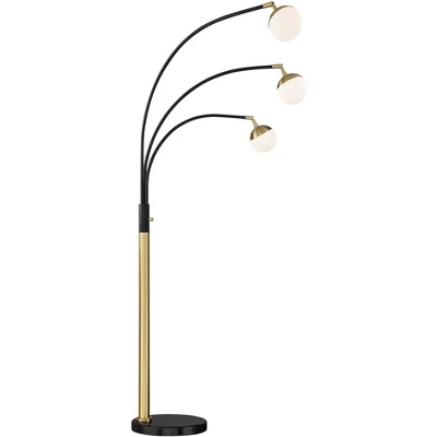 Possini Euro Design Rayne Modern Arc Floor Lamp 72" Tall Gold Black 3 Light LED Adjustable Arm Frosted Glass Globe Shade For Living Room Reading Home 7 Possini Euro Design Rayne Modern Arc Floor Lamp 72" Tall Gold Black 3 Light LED Adjustable Arm Frosted Glass Globe Shade For Living Room Reading Home - Image 7