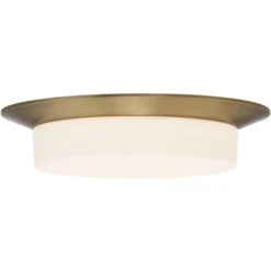 Possini Euro Design Melber Modern Ceiling Light Flush Mount Fixture 14" Wide Warm Brass Gold 3-Light Opal White Glass Shade For Bedroom Living Room -Possini Euro Design Sales Store GUEST 3d28ca59 2a64 452e 9aeb 9fe7090909bc