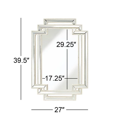 Possini Euro Design Erte Rectangular Vanity Wall Mirror Modern Beveled Silver Leaf Beaded Openwork Frame 27" Wide For Bathroom Bedroom Living Room 5 Possini Euro Design Erte Rectangular Vanity Wall Mirror Modern Beveled Silver Leaf Beaded Openwork Frame 27" Wide For Bathroom Bedroom Living Room - Image 5