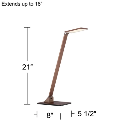 Possini Euro Design Bentley Modern Desk Lamp 21" High French Bronze Aluminum Metal LED Touch On Off Adjustable Head For Bedroom Living Room Office 6 Possini Euro Design Bentley Modern Desk Lamp 21" High French Bronze Aluminum Metal LED Touch On Off Adjustable Head For Bedroom Living Room Office - Image 6