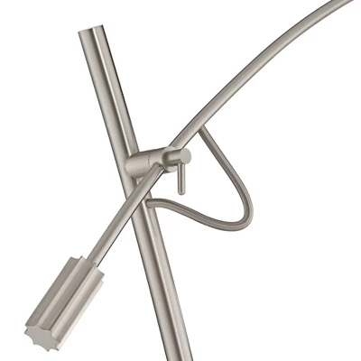 Possini Euro Design Modern Arc Floor Lamp 69" Tall Brushed Steel Adjustable Boom Off White Linen Drum Shade For Living Room Reading Office 2 Possini Euro Design Modern Arc Floor Lamp 69" Tall Brushed Steel Adjustable Boom Off White Linen Drum Shade For Living Room Reading Office - Image 2