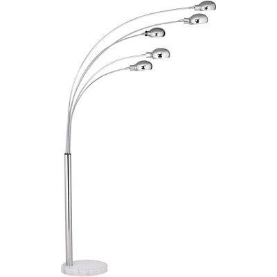 Possini Euro Design Modern Mid Century Arc Floor Lamp With USB Charging Port 5-Light 78" Tall Chrome Metal For Living Room Reading 7 Possini Euro Design Modern Mid Century Arc Floor Lamp With USB Charging Port 5-Light 78" Tall Chrome Metal For Living Room Reading - Image 7