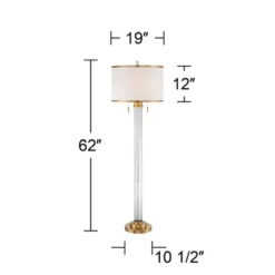 Possini Euro Design Cadence Modern Floor Lamp Standing 62" Tall Crystal Glass Column Satin Brass Linen Drum Shade For Living Room Bedroom Office House -Possini Euro Design Sales Store GUEST 423dd824 c25c 42b8 bded 634e5ab89186